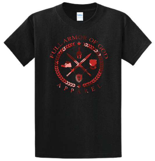 Full Armor of God Red Camo Black TEE